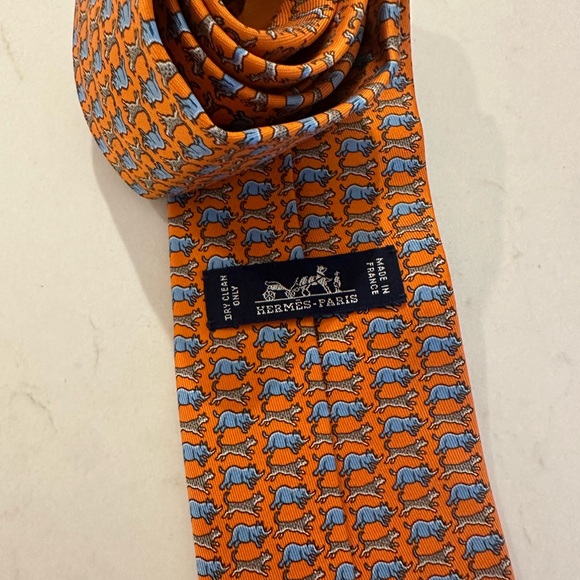 Hermes orange classic tie - Picture 2 of 3